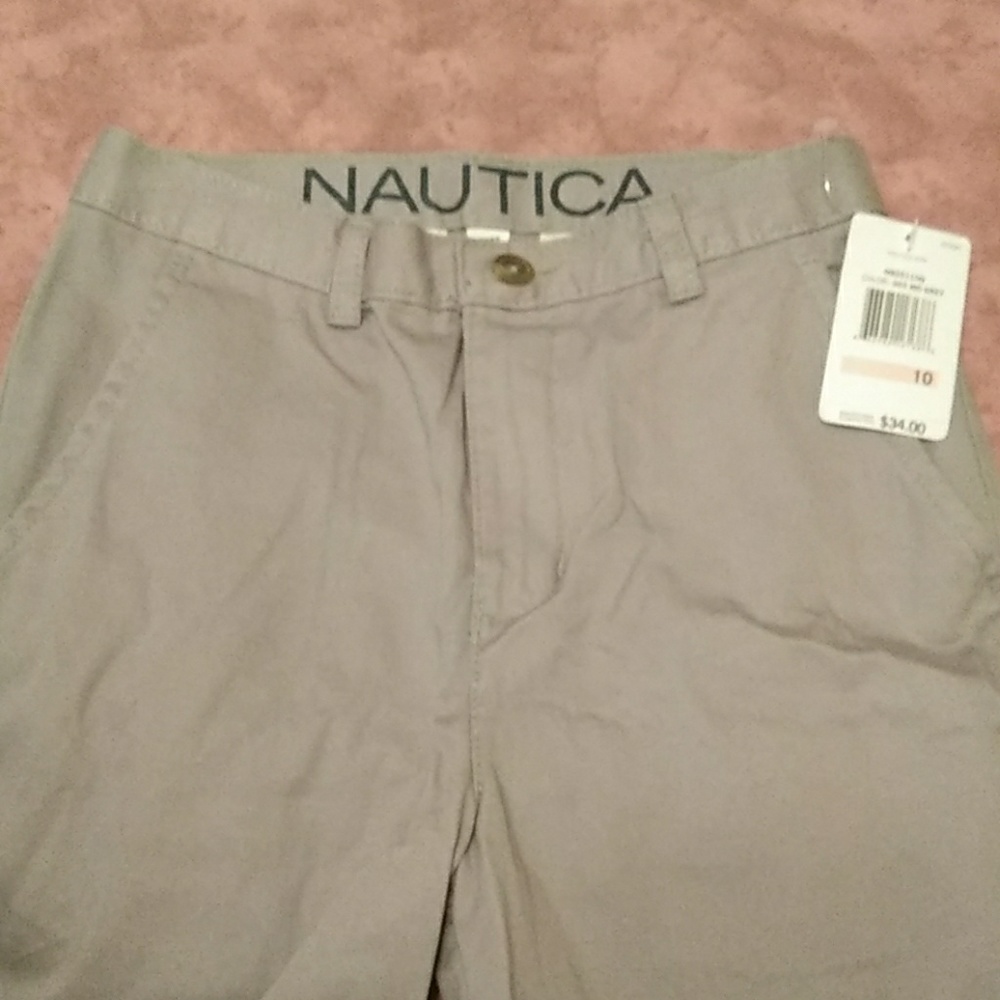 ๐ NEW NWT $34 Nautica Gray Utility Pants Slacks Boy's 10 Quality - Picture 2 of 5